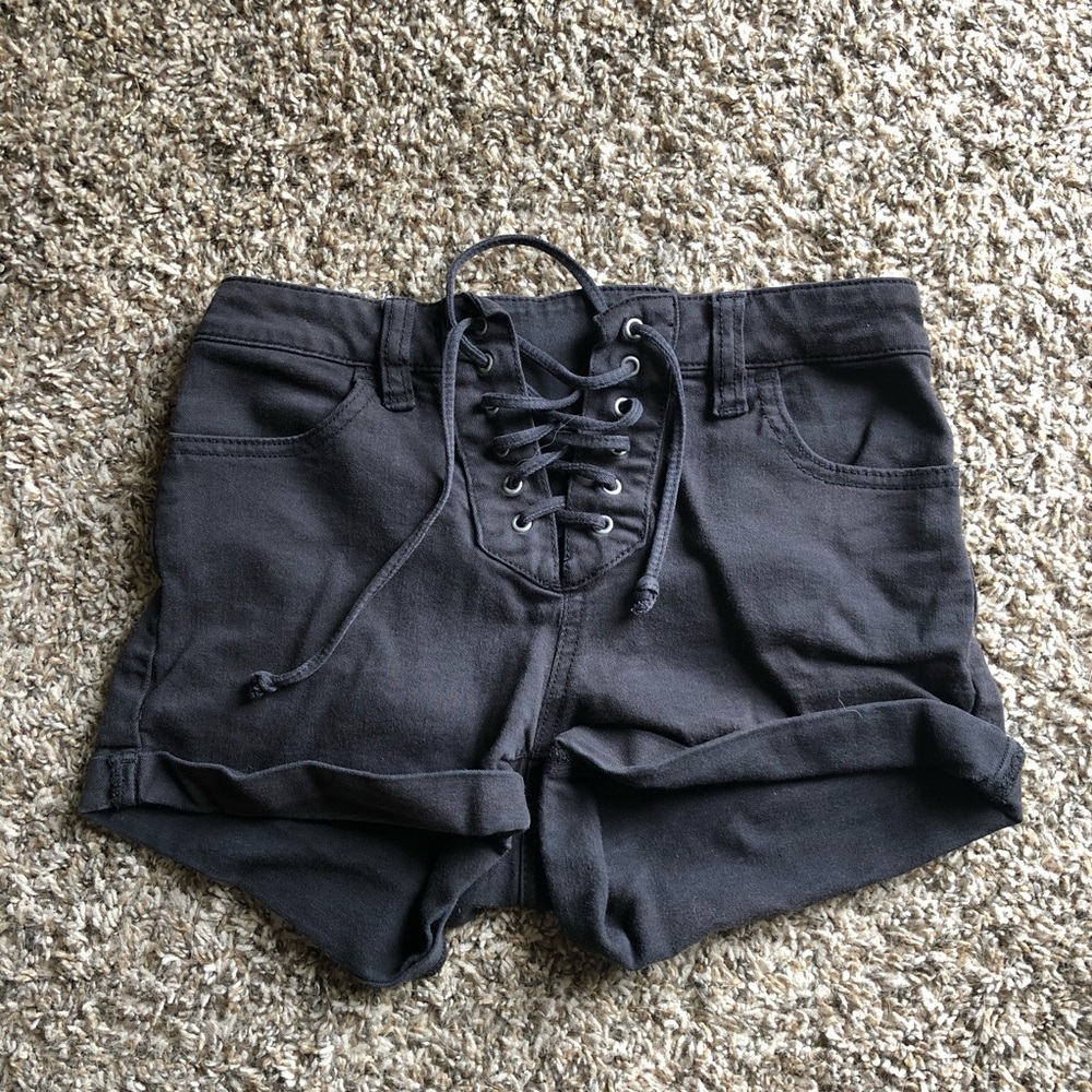 pac sun black high rise jean shorts